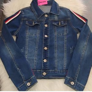 "Melanie" Denim Striped Jacket